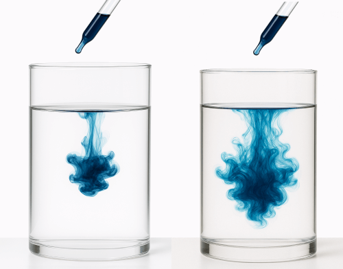 Diffusion of ink in cold and hot water